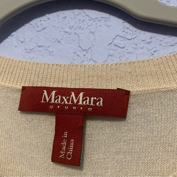 MaxMara Studio Silk Wool Blend Long Sleeve Lightweight Sweater Cardigan - Picture 2 of 5